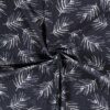 Tissu demi lin imprimé feuilles marine