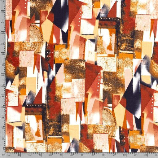 Tissu jersey imprimé abstrait marron - Van Mook Stoffen