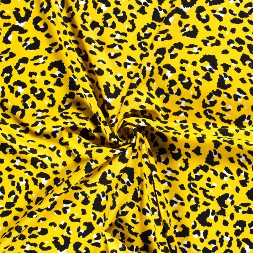 Tissu demi lin imprimé jaune - Van Mook Stoffen