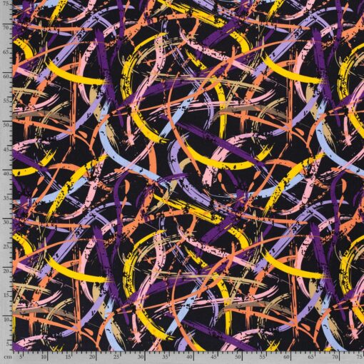 Tissu demi lin imprimé abstrait marine - Van Mook Stoffen