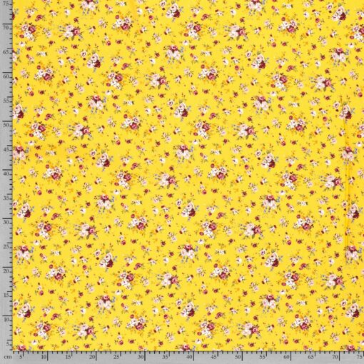 Tissu viscose imprimé fleurs jaune - Van Mook Stoffen