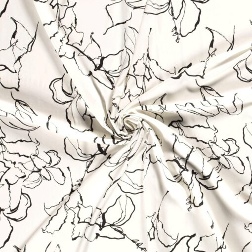 Tissu viscose imprimé abstrait blanc cassé - Van Mook Stoffen