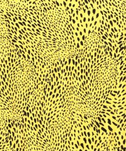 Katoen viscose stof bedrukt dieren geel