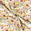 Tissu satin de coton imprimé fleurs blanc - Van Mook Stoffen