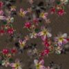 Viscose polyester fleurs taupe gris - Van Mook Stoffen